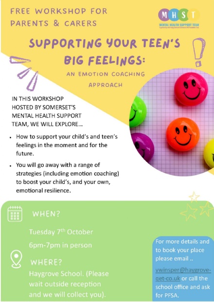 New Workshop for Parents - Managing big feelings